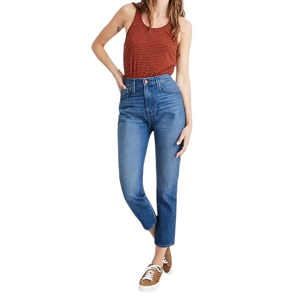 EUC Madewell The Mom Jean 100% Cotton Denim Blue Jeans Straight Leg Size 32